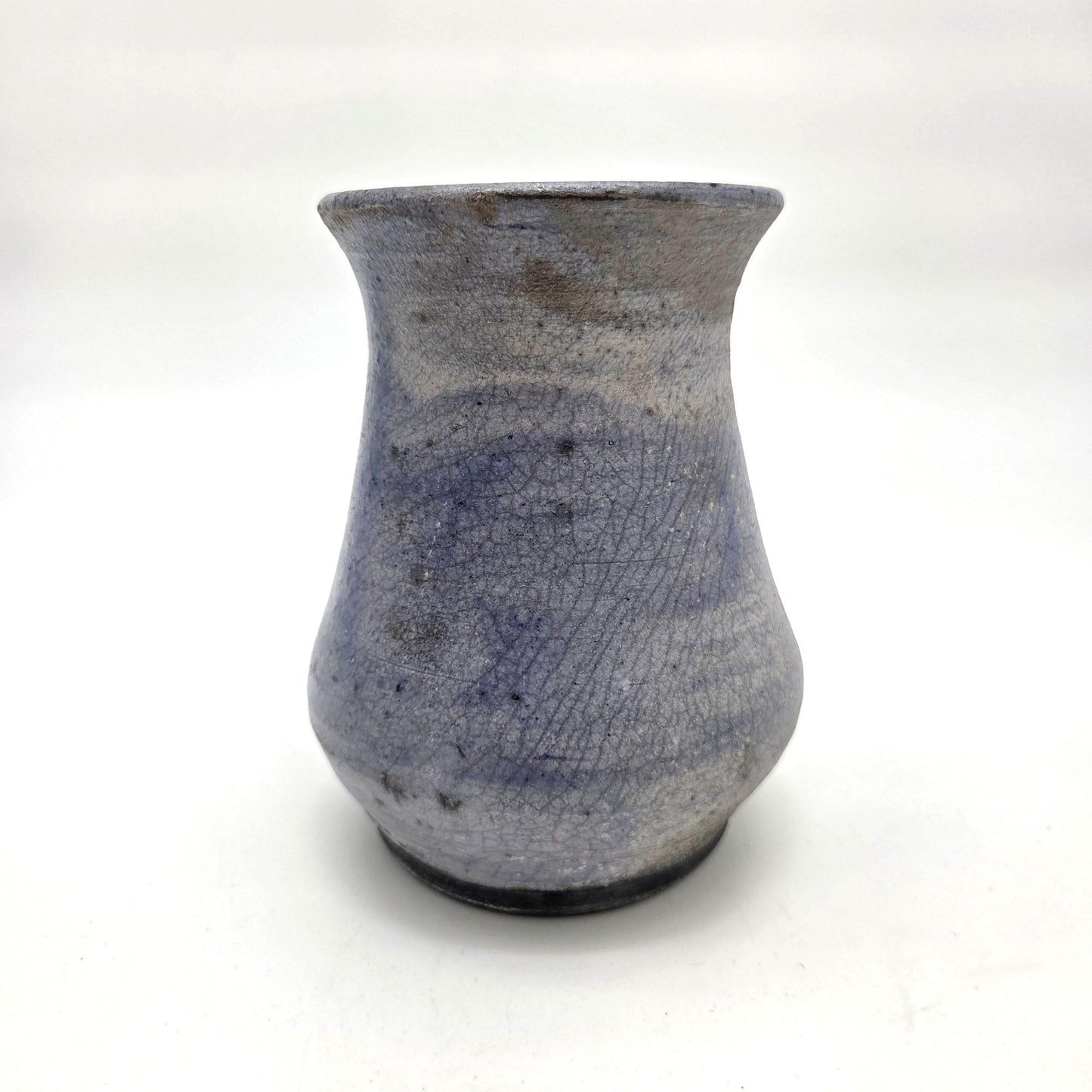Vintage Blue Raku Pottery Vase Signed Sue
