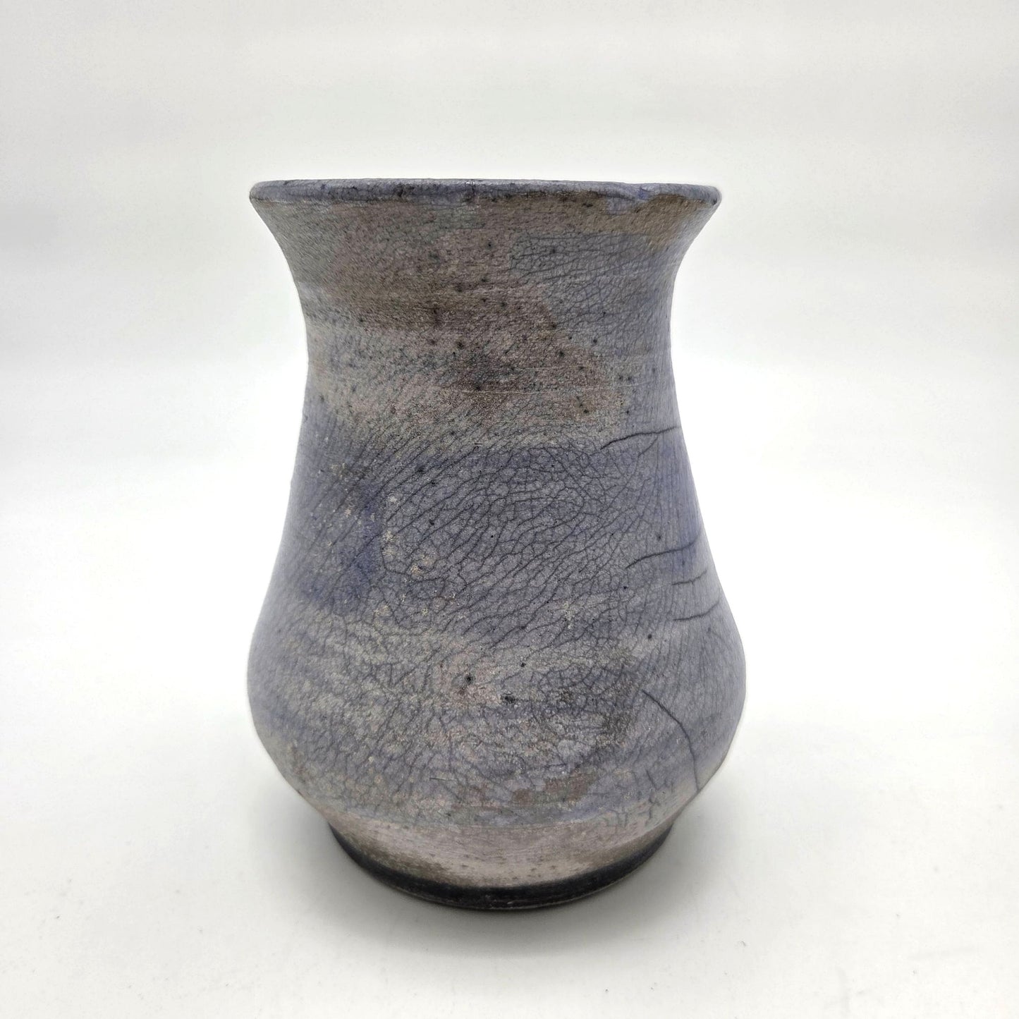 Vintage Blue Raku Pottery Vase Signed Sue