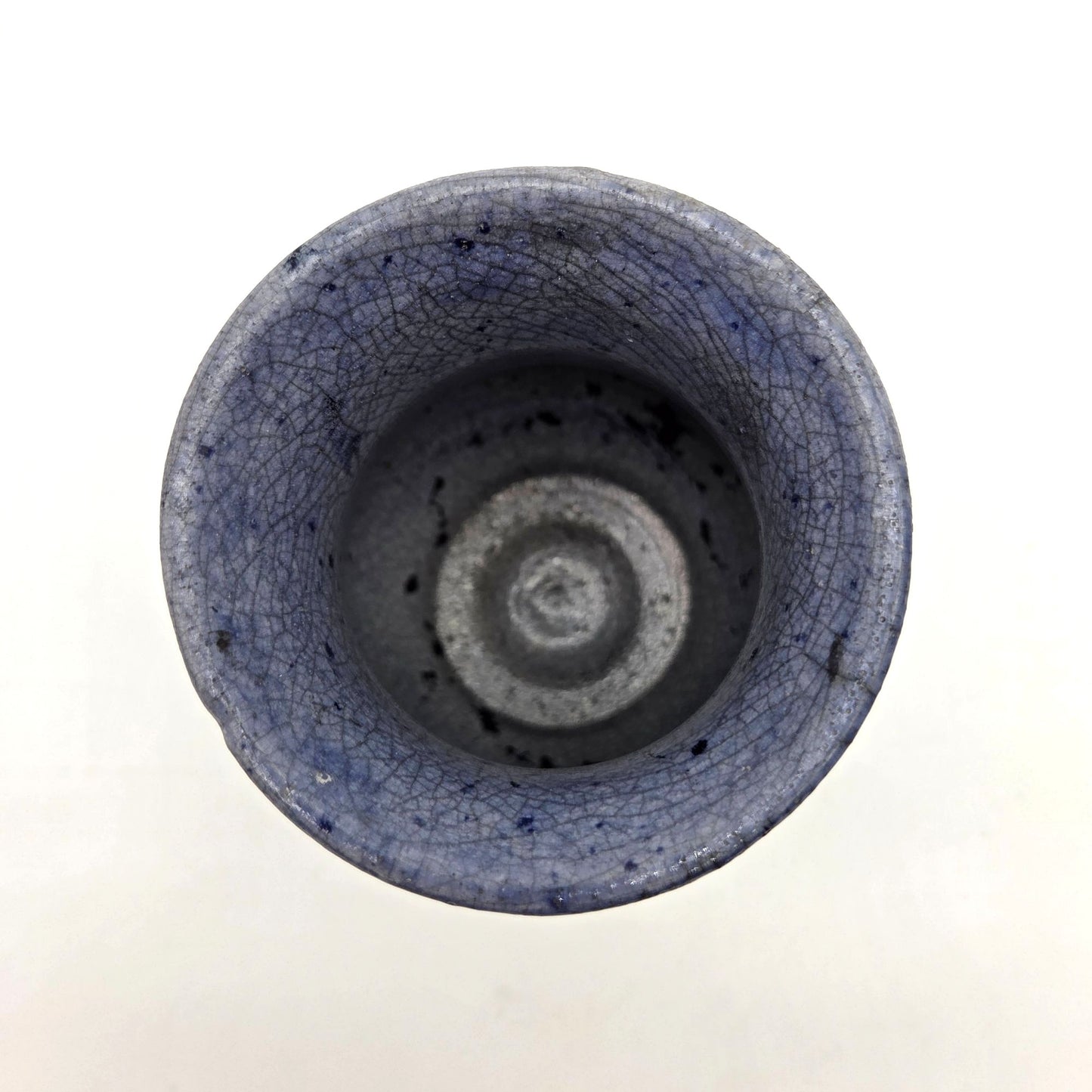Vintage Blue Raku Pottery Vase Signed Sue