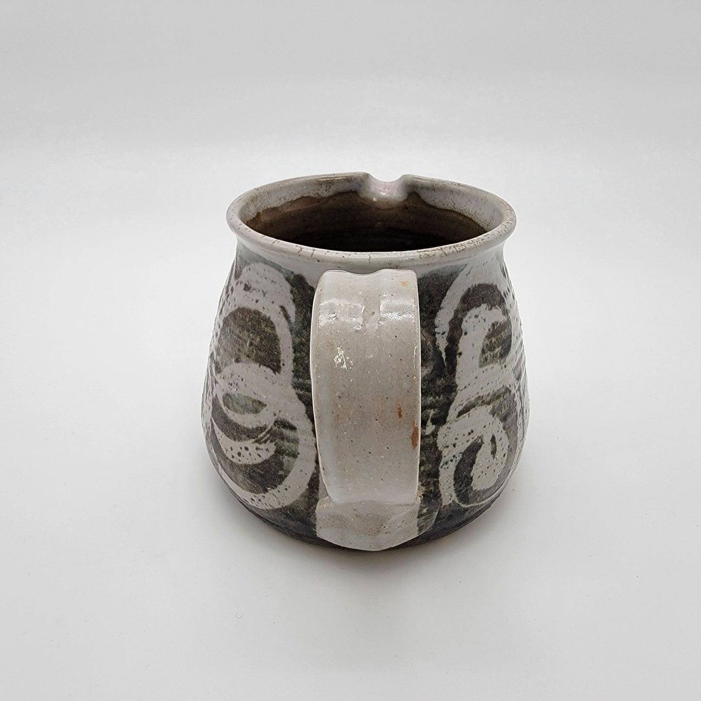 Vintage Stoneware Pottery Pitcher Earthy Organic Dots