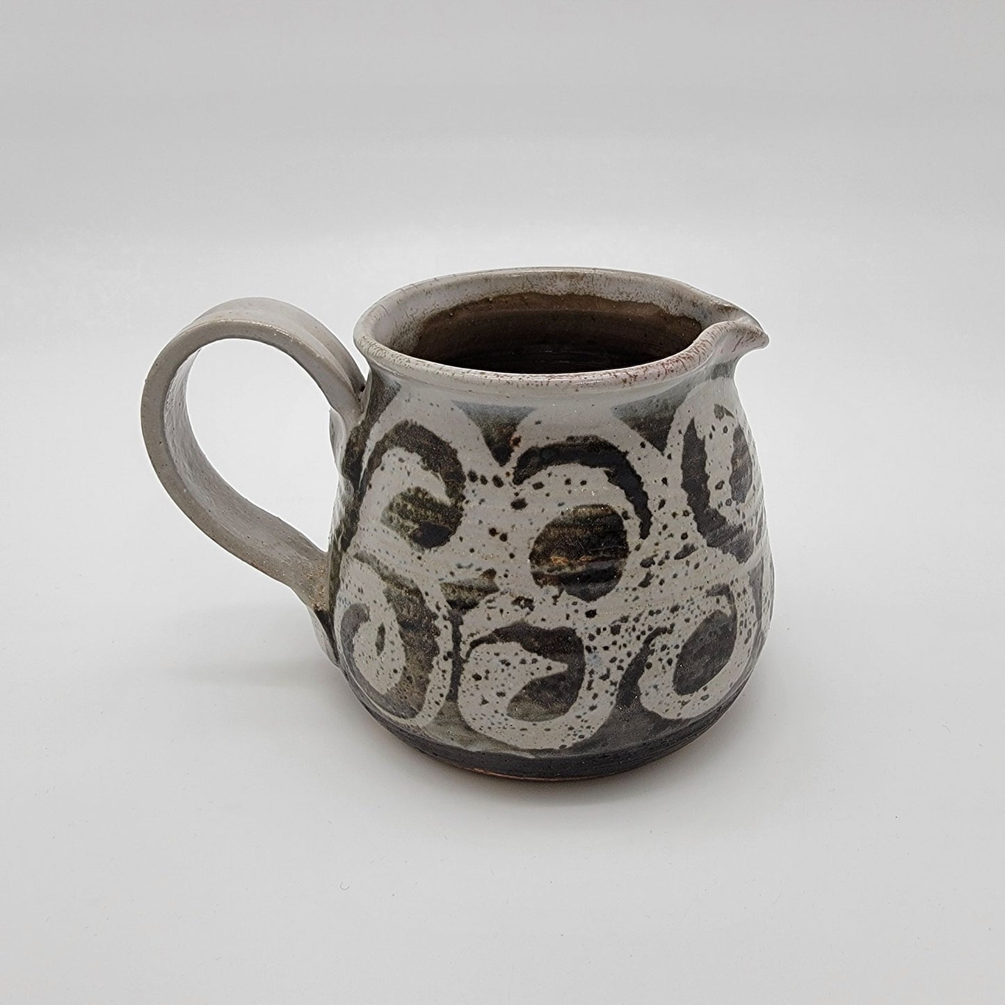 Vintage Stoneware Pottery Pitcher Earthy Organic Dots