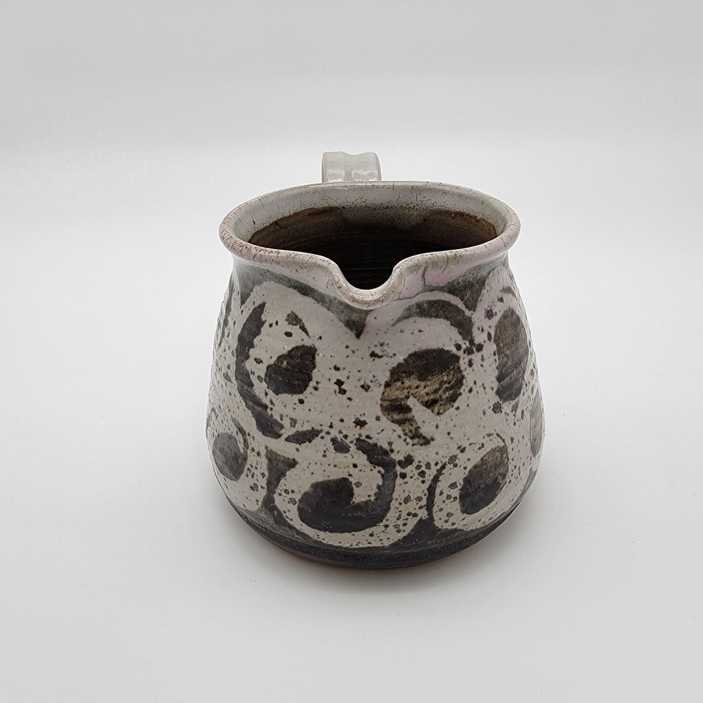 Vintage Stoneware Pottery Pitcher Earthy Organic Dots