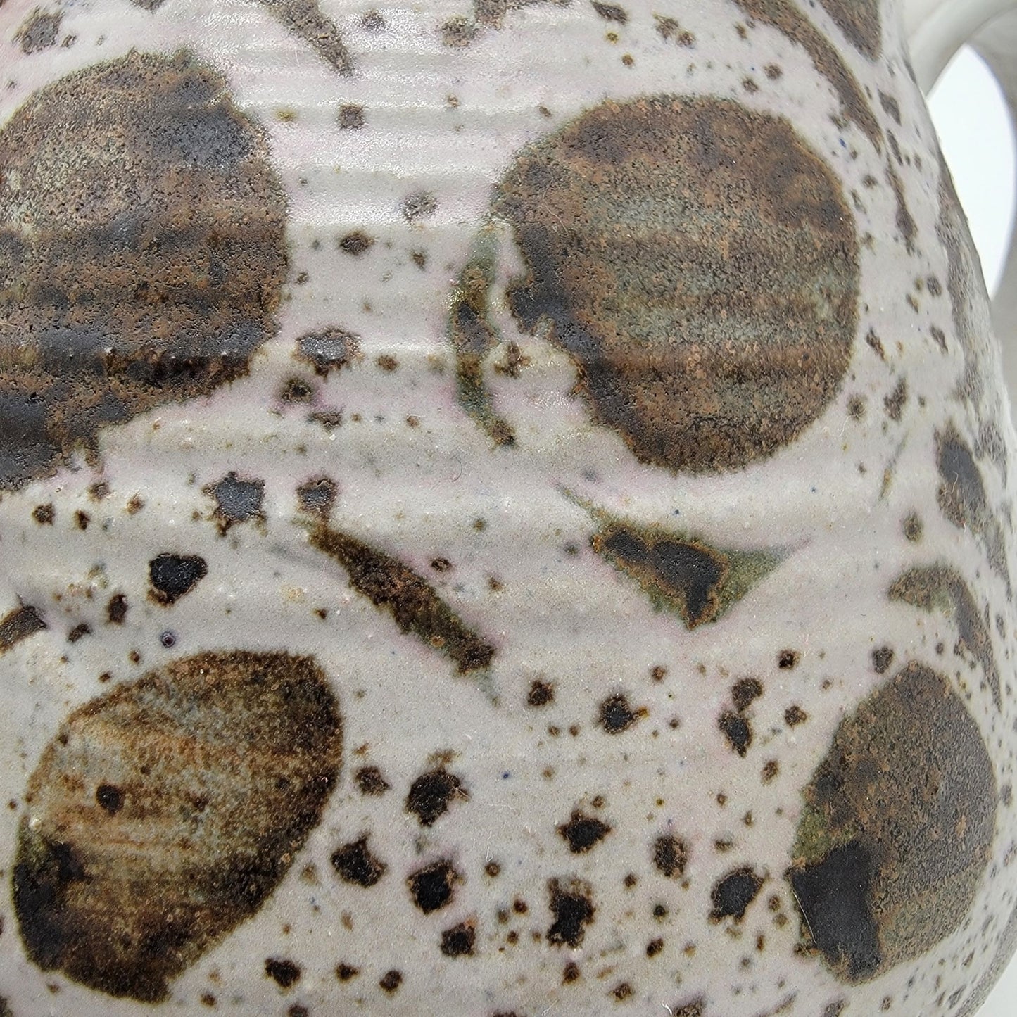 Vintage Stoneware Pottery Pitcher Earthy Organic Dots