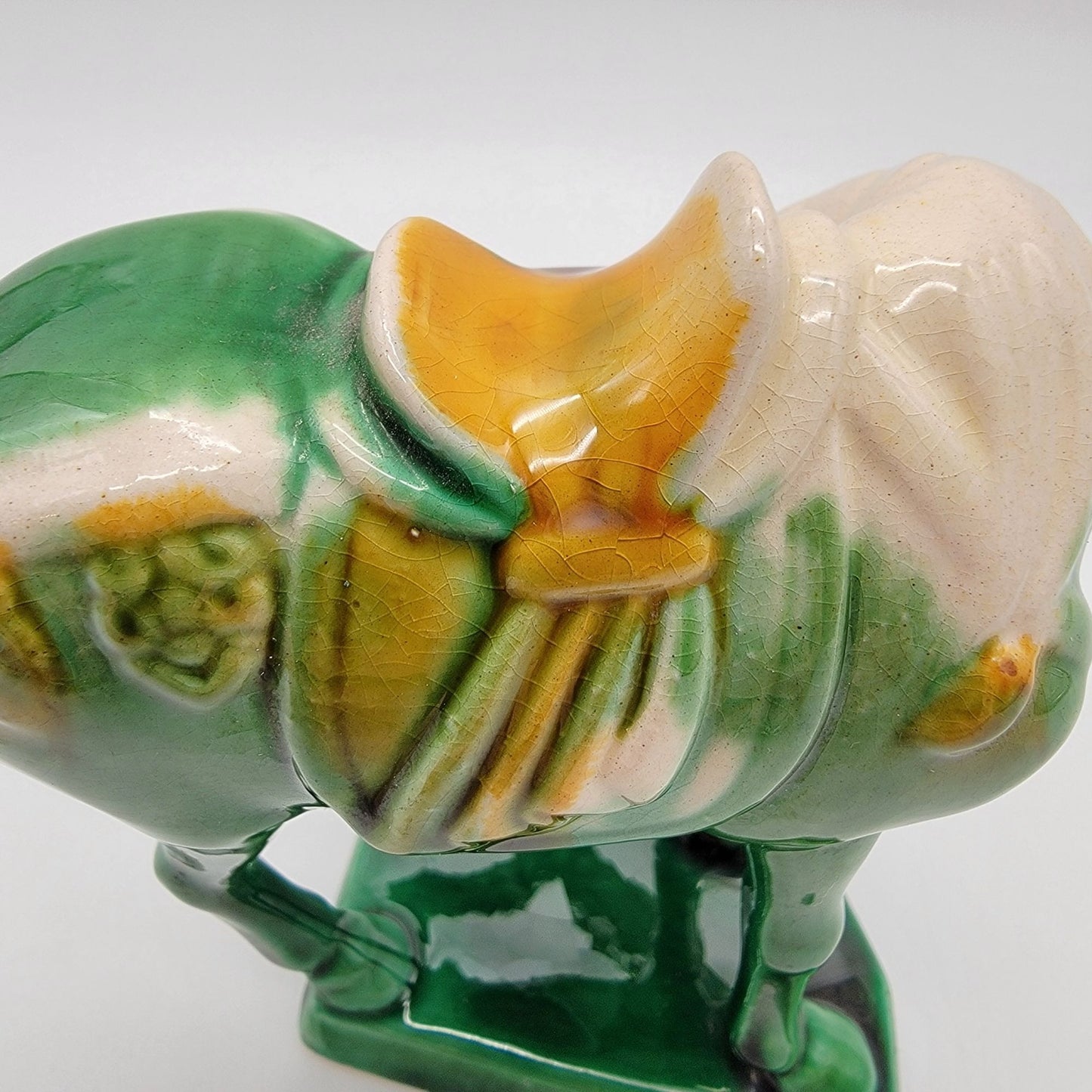 Vintage Luoyang Green Tang Dynasty War Horse Sancai Pottery Figurine