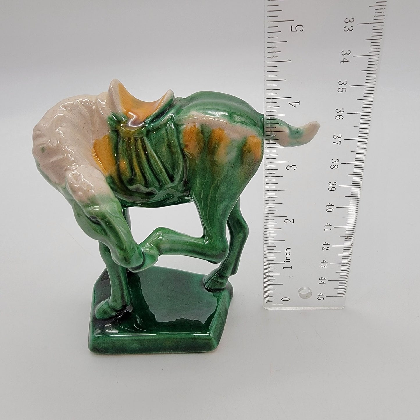 Vintage Luoyang Green Tang Dynasty War Horse Sancai Pottery Figurine
