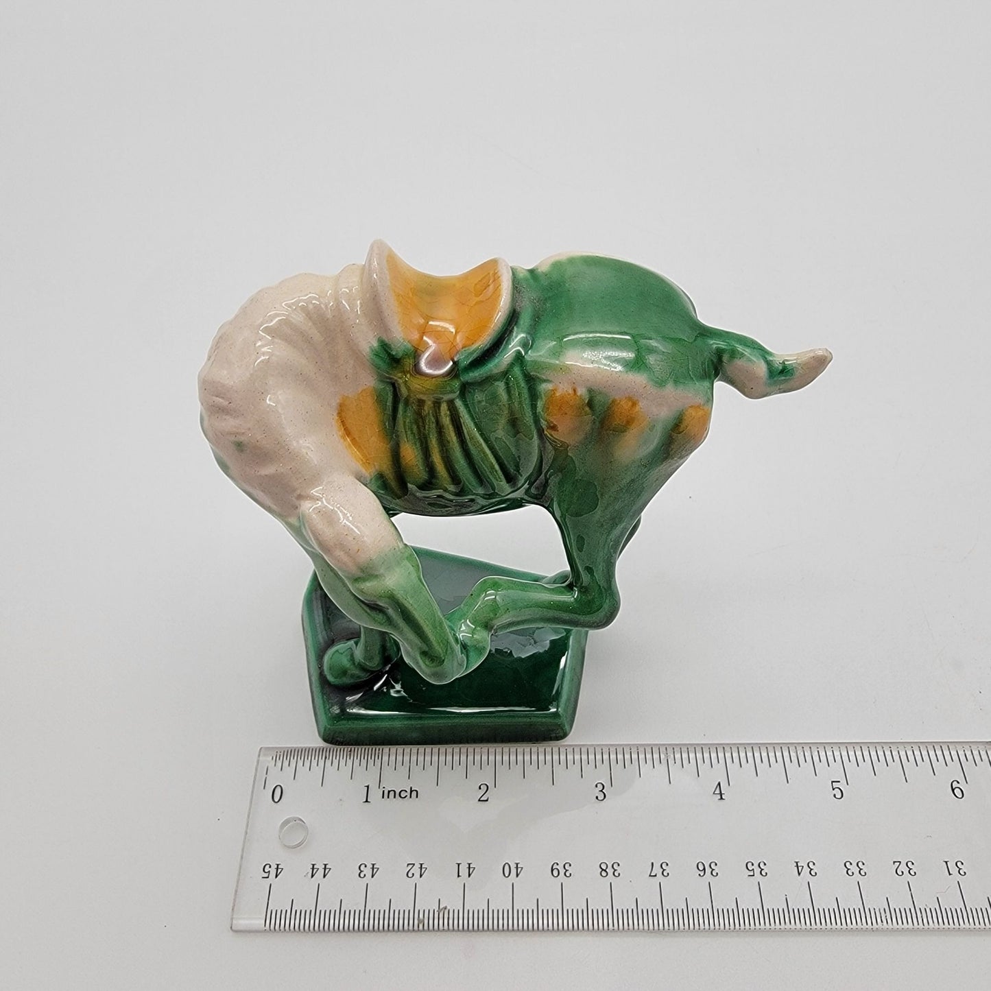 Vintage Luoyang Green Tang Dynasty War Horse Sancai Pottery Figurine