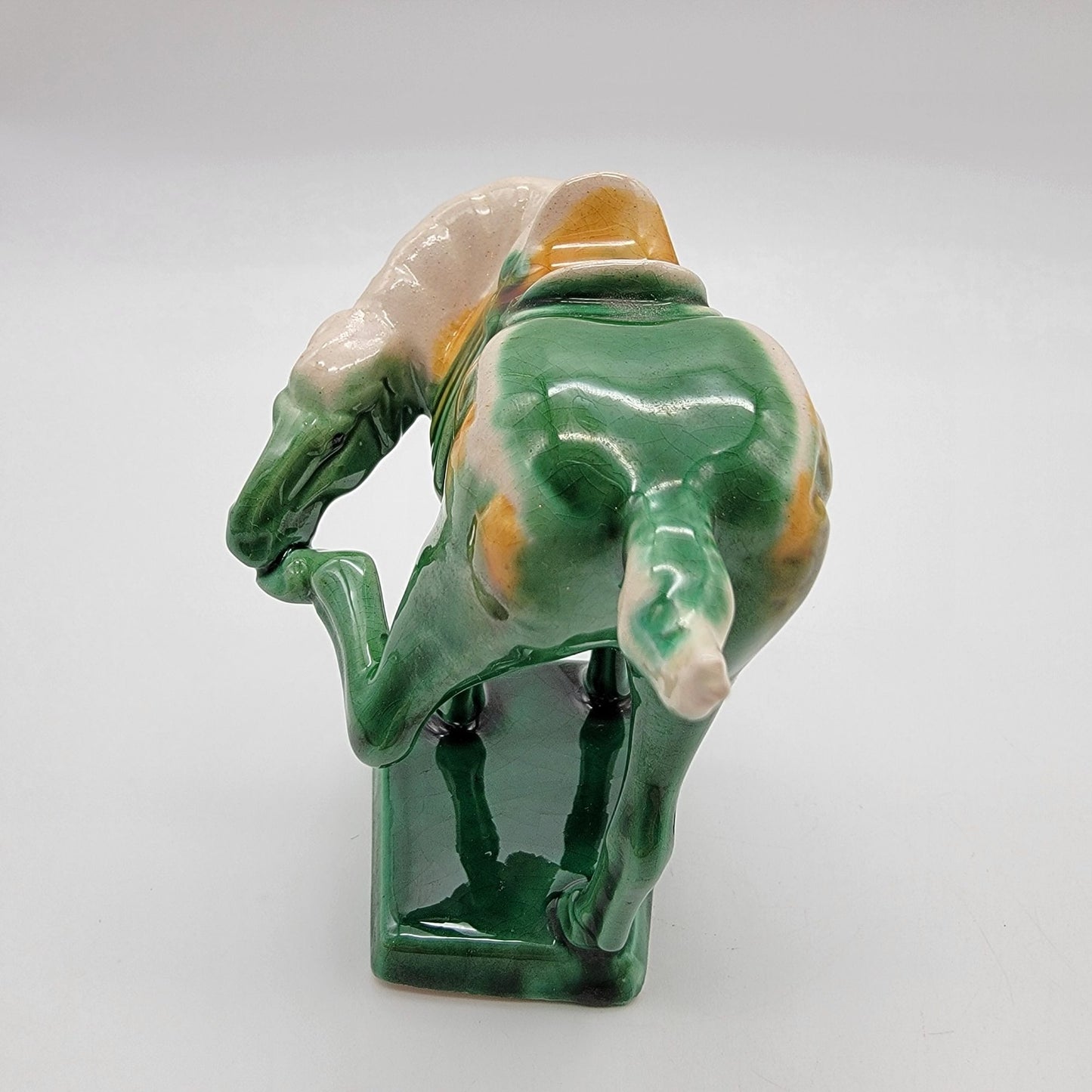 Vintage Luoyang Green Tang Dynasty War Horse Sancai Pottery Figurine