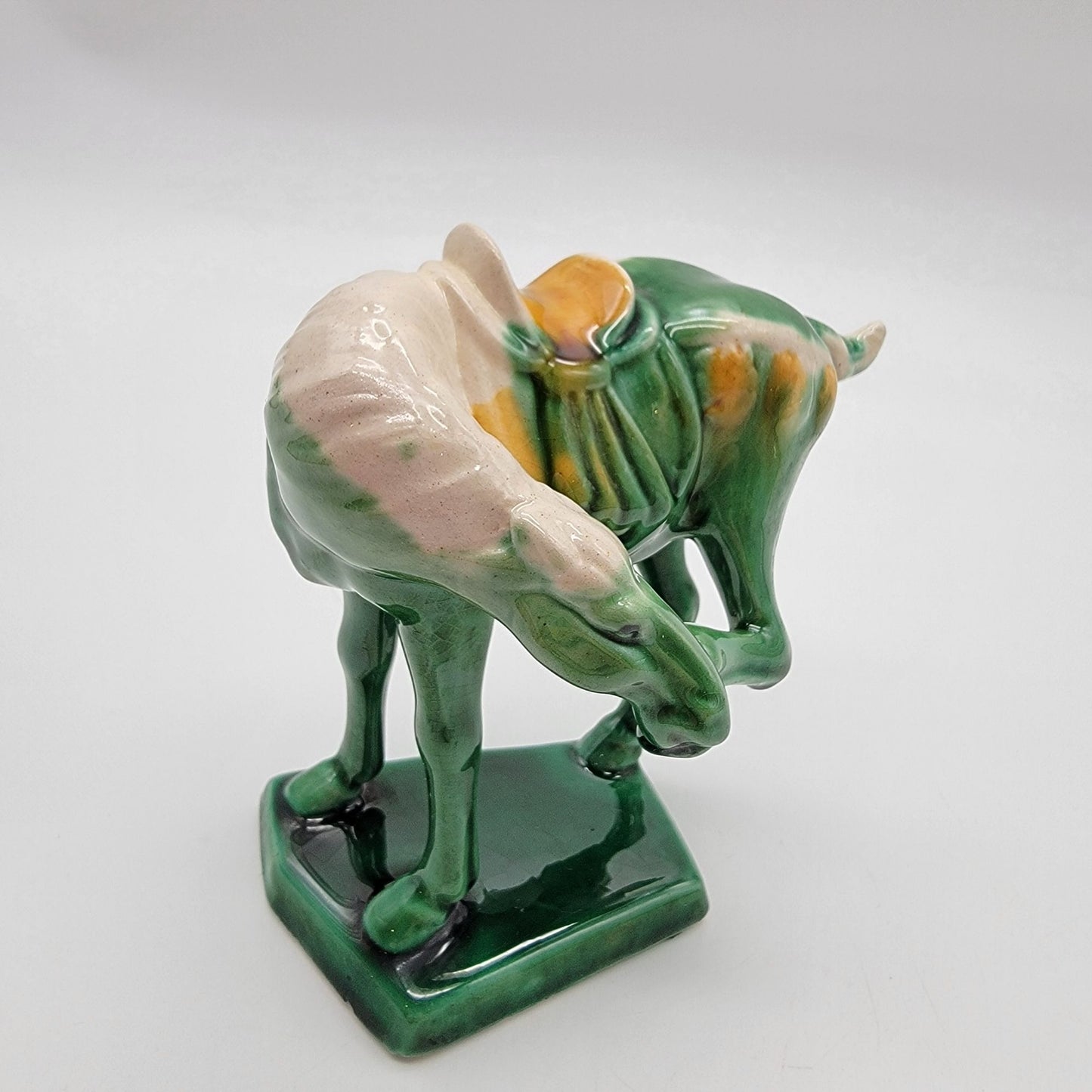 Vintage Luoyang Green Tang Dynasty War Horse Sancai Pottery Figurine