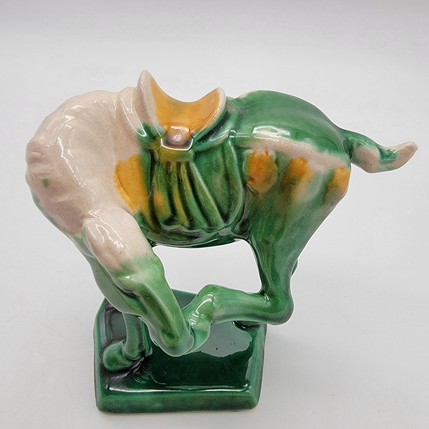 Vintage Luoyang Green Tang Dynasty War Horse Sancai Pottery Figurine