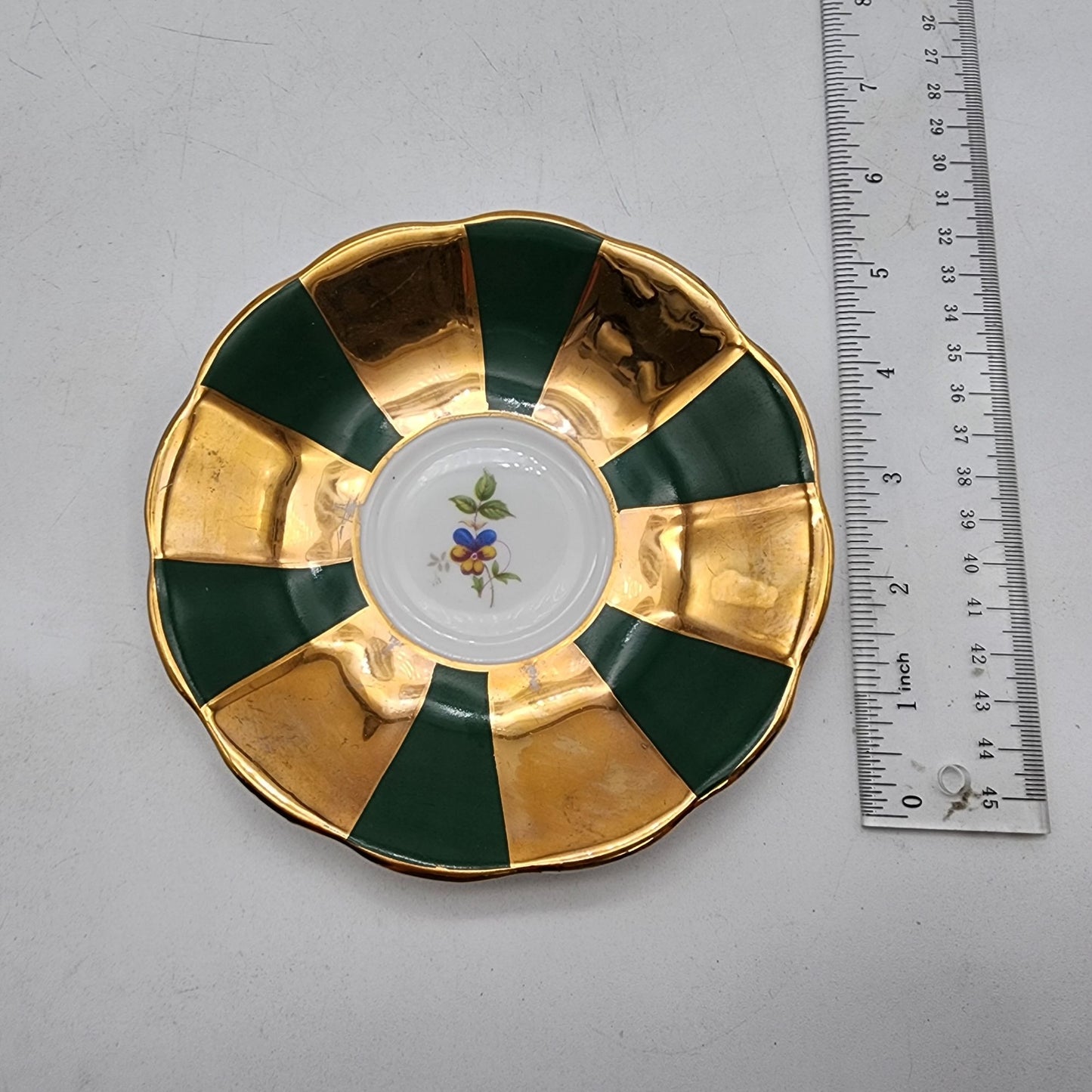 Vintage Rosina Fine Bone China Green & Gold Teacup And Saucer Set