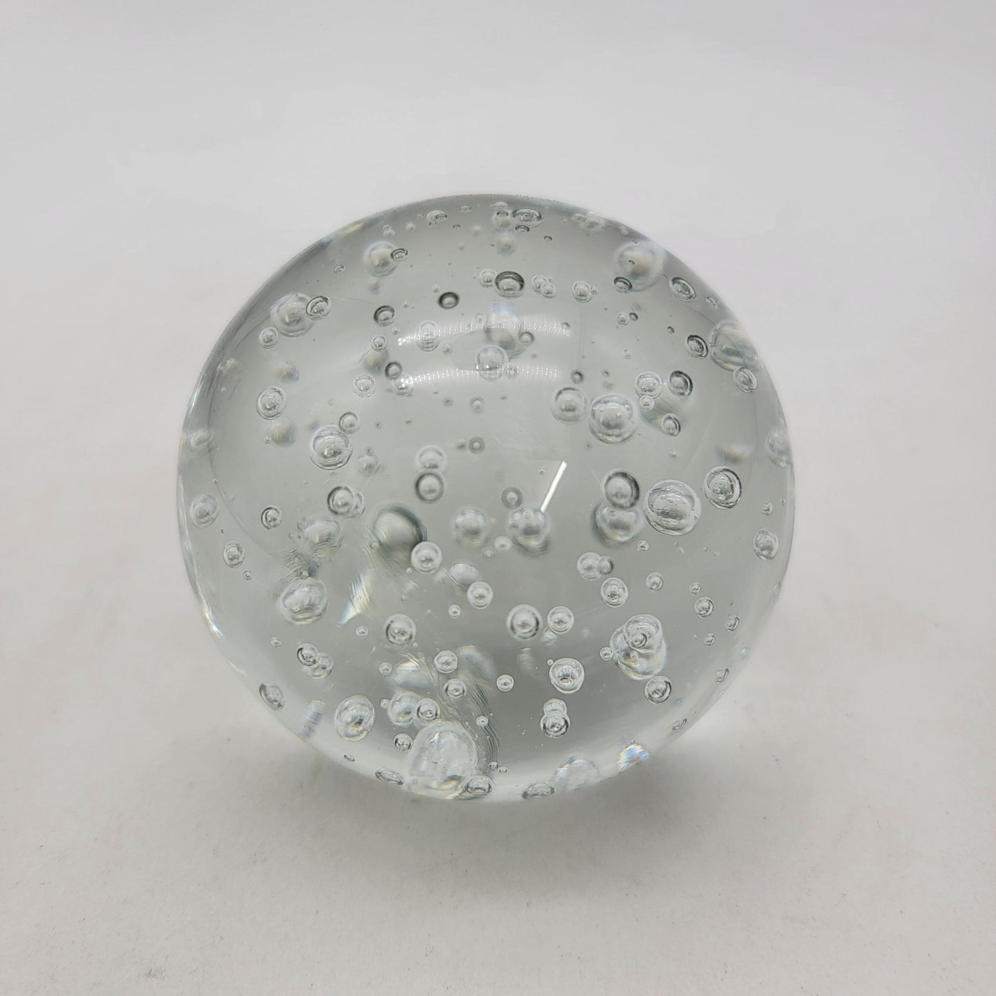 Vintage Art Glass Paperweight With Bullicante Controlled Bubbles