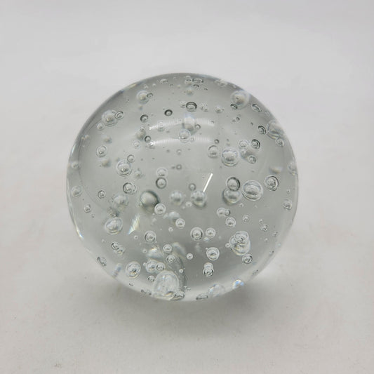 Vintage Art Glass Paperweight With Bullicante Controlled Bubbles