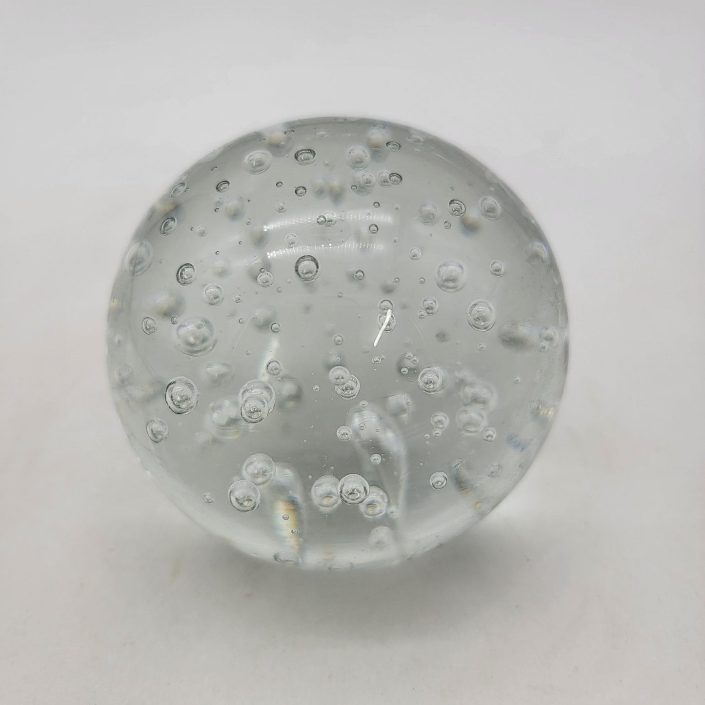 Vintage Art Glass Paperweight With Bullicante Controlled Bubbles