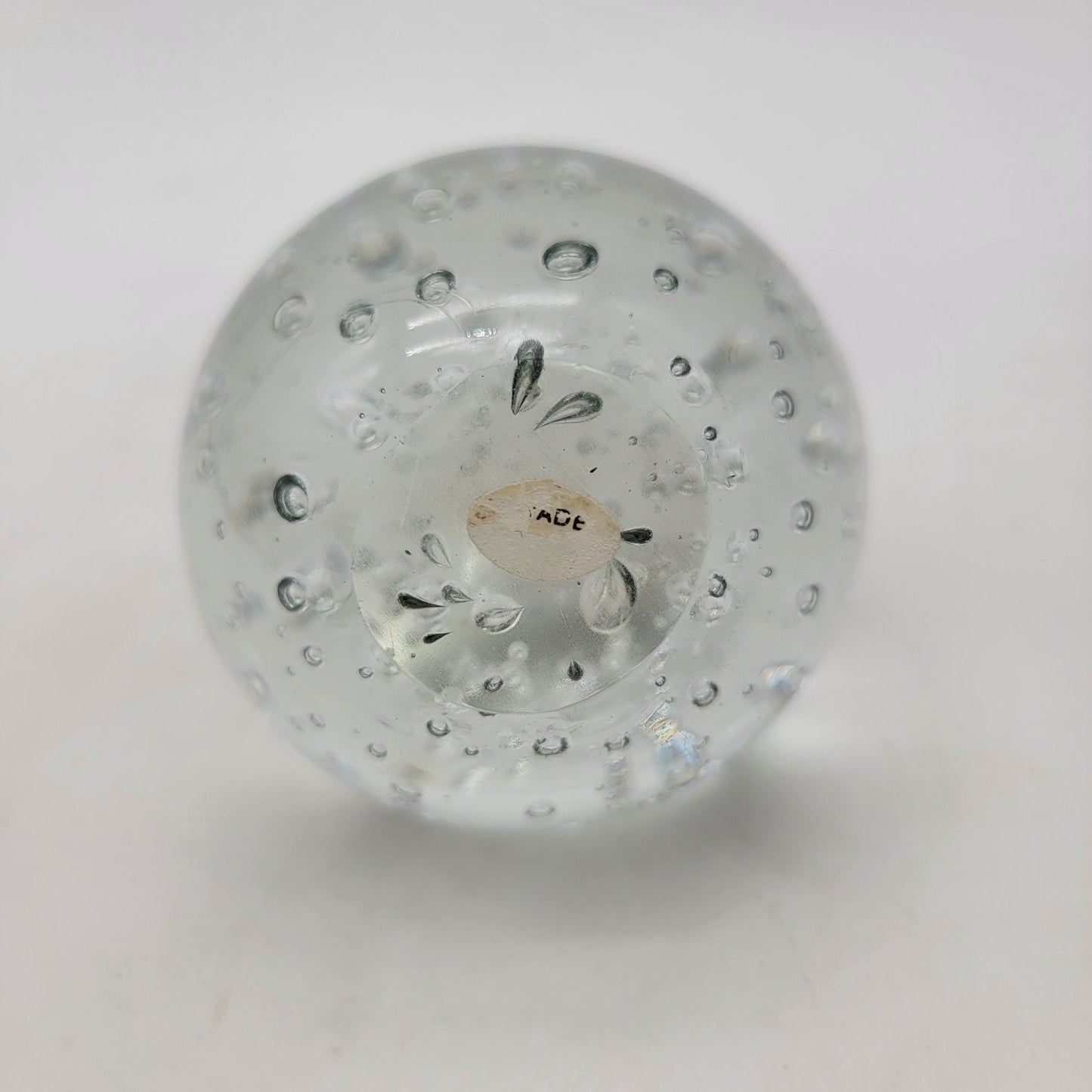 Vintage Art Glass Paperweight With Bullicante Controlled Bubbles