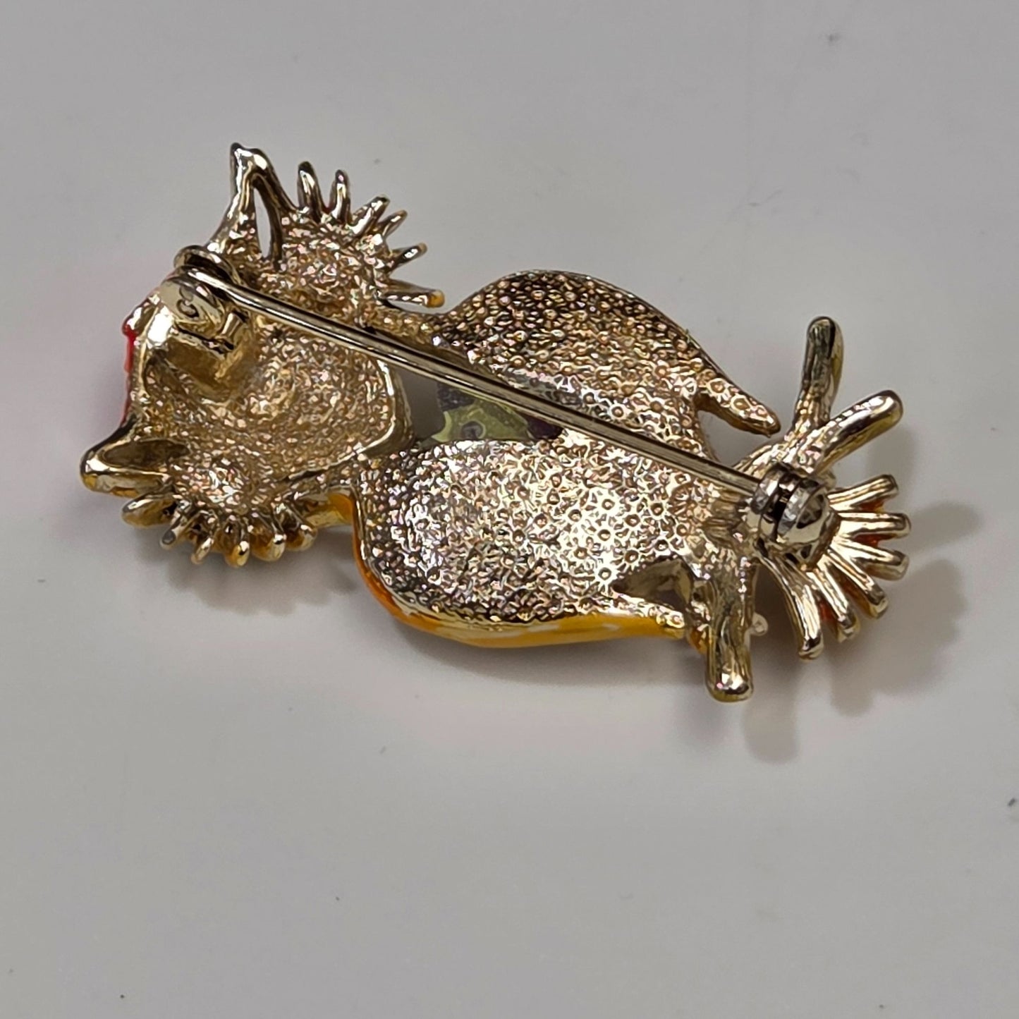 Vintage Enameled & Crystal Owl Brooch