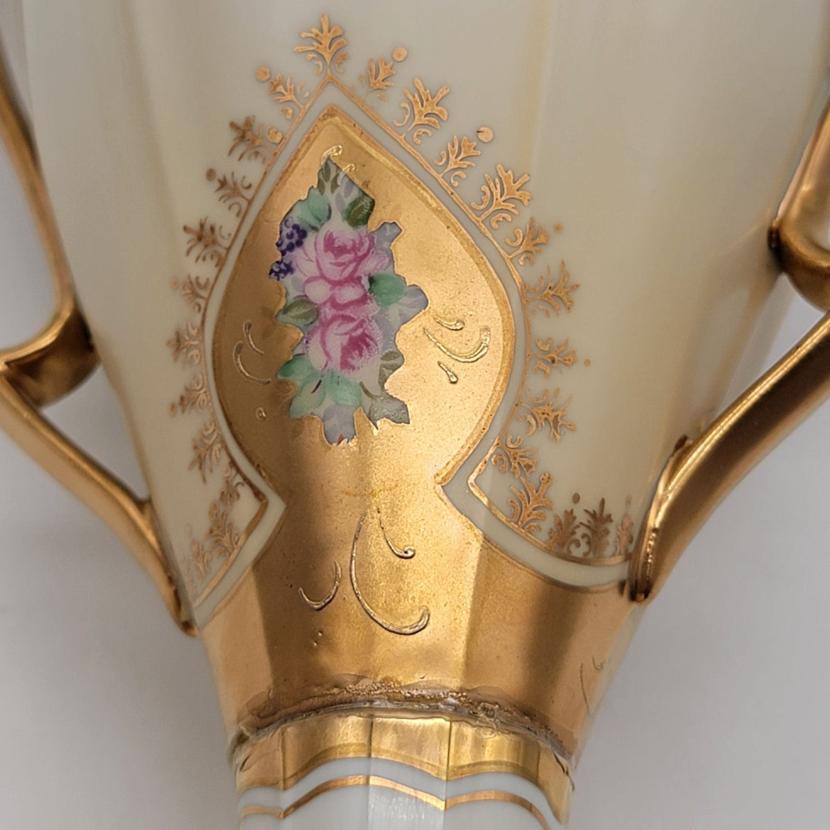 Antique Royal Crown Hand-Painted Porcelain Vase with Lid