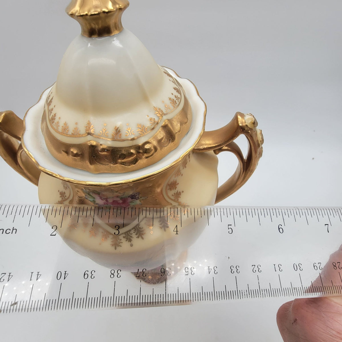 Antique Royal Crown Hand-Painted Porcelain Vase with Lid
