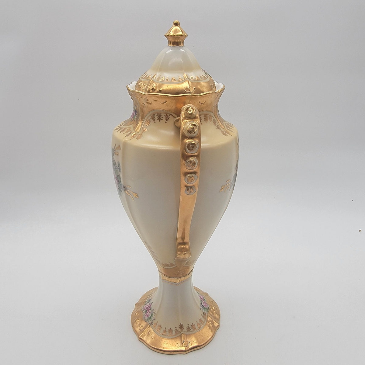 Antique Royal Crown Hand-Painted Porcelain Vase with Lid