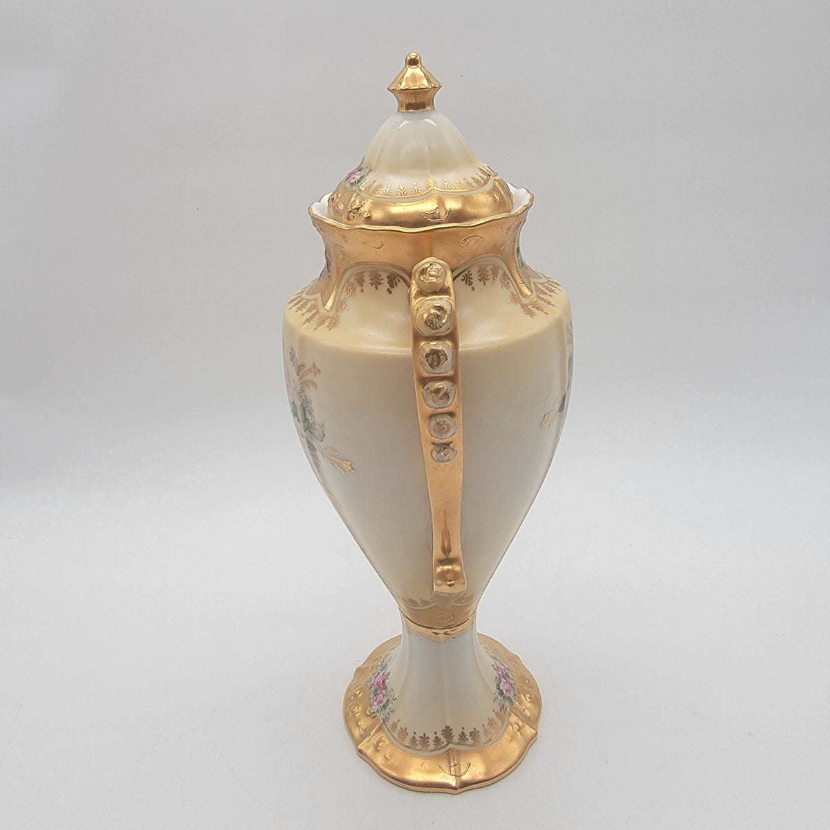 Antique Royal Crown Hand-Painted Porcelain Vase with Lid