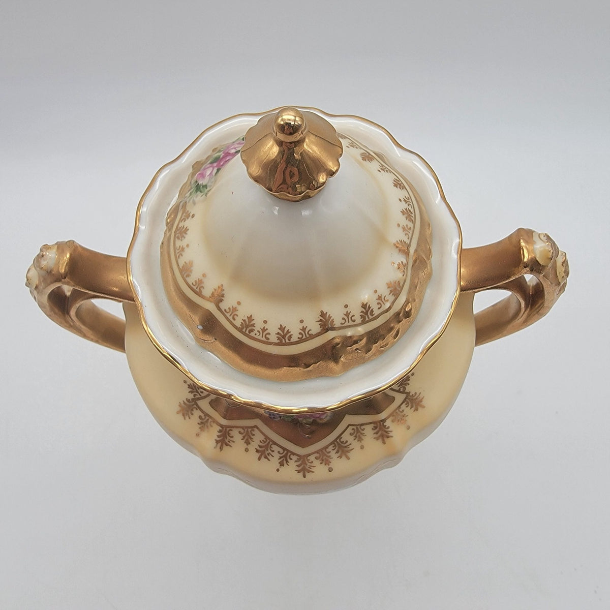 Antique Royal Crown Hand-Painted Porcelain Vase with Lid