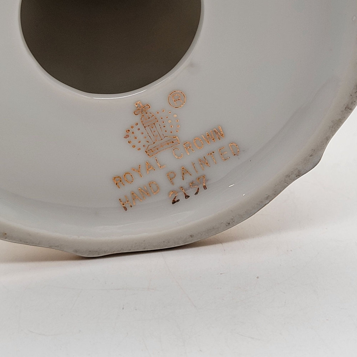 Antique Royal Crown Hand-Painted Porcelain Vase with Lid