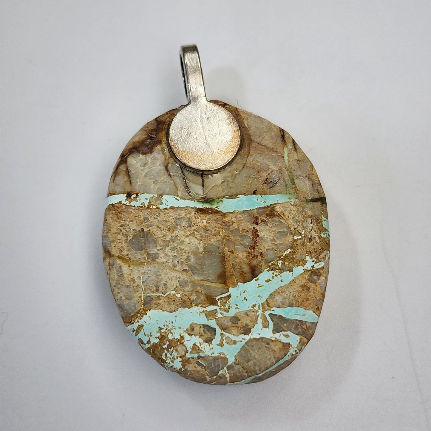 Artisan Royston Turquoise Gemstone Stone Oval Pendant
