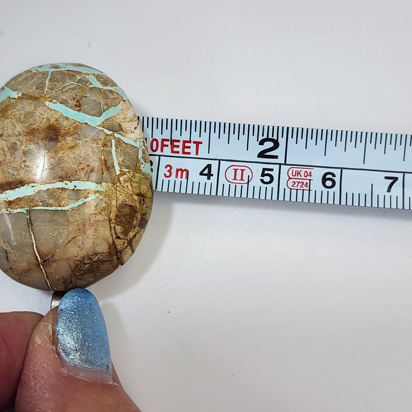 Artisan Royston Turquoise Gemstone Stone Oval Pendant