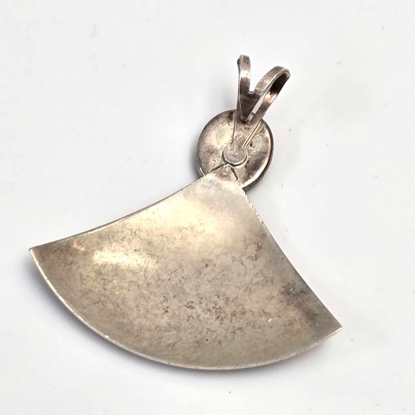 Vintage Modernist Sterling Silver Pendant Green Stone