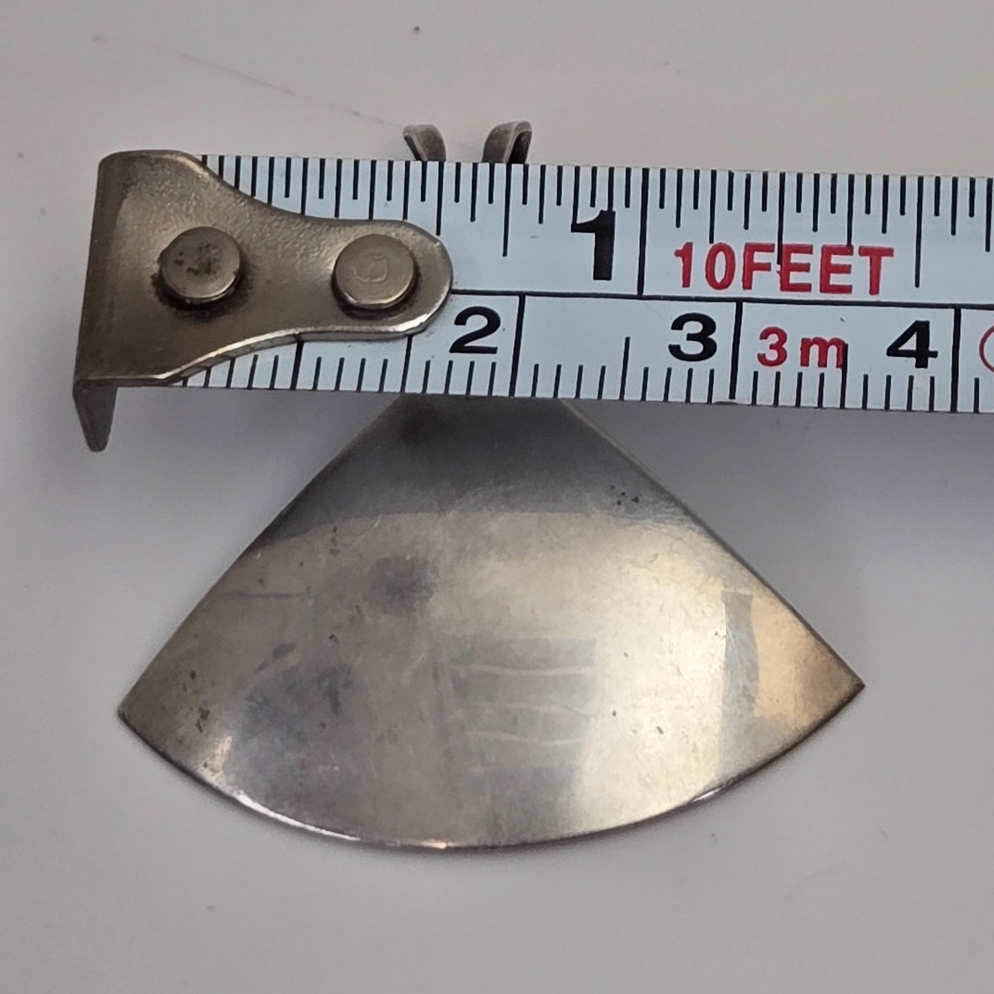 Vintage Modernist Sterling Silver Pendant Green Stone