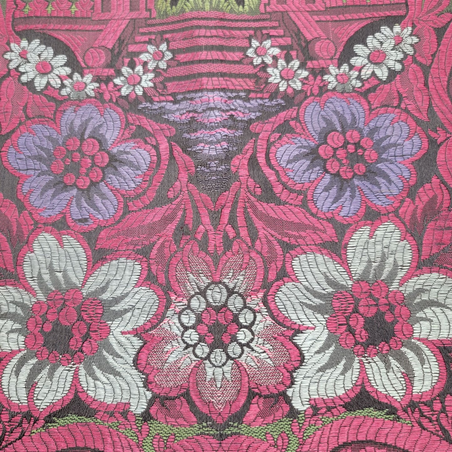 Vintage Floral Embroidered Silk Table Runner