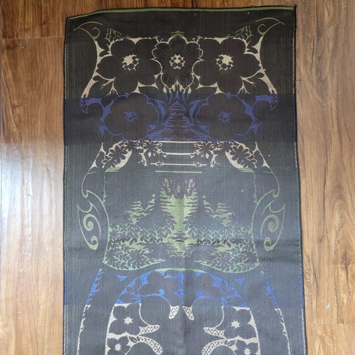 Vintage Floral Embroidered Silk Table Runner