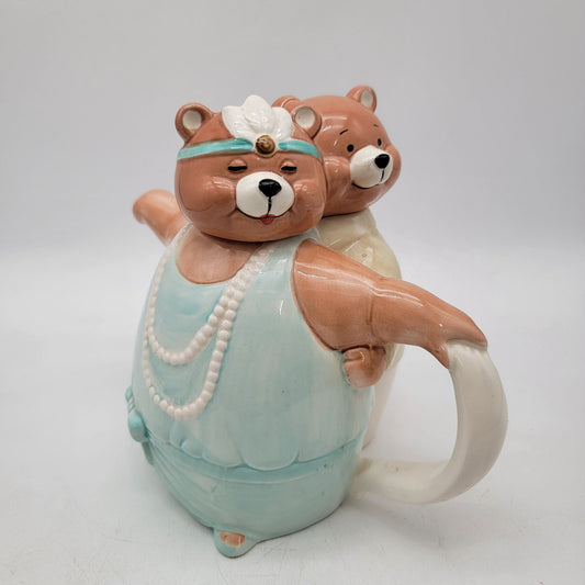 Vintage Applause Dancing Bear Couple Teapot
