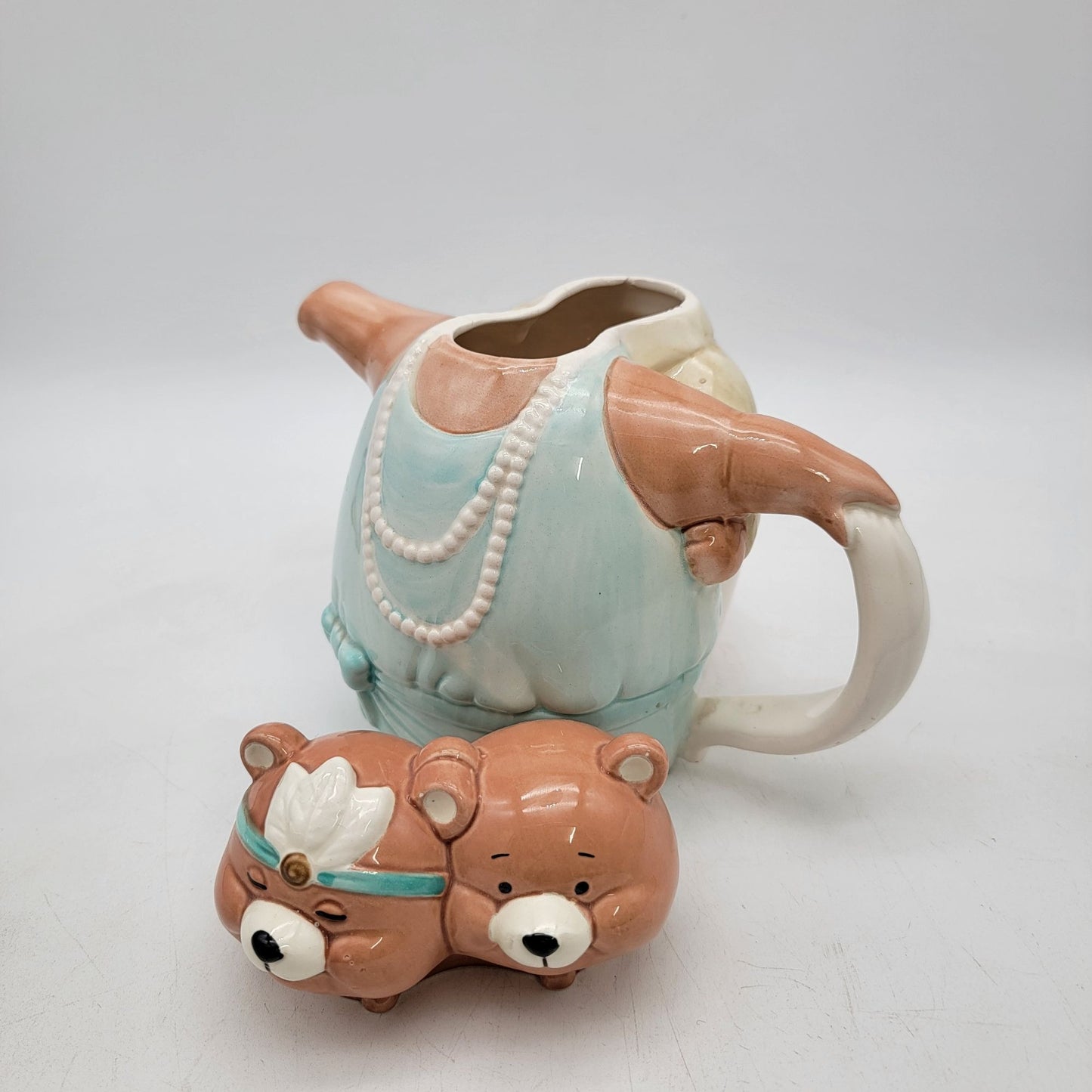 Vintage Applause Dancing Bear Couple Teapot