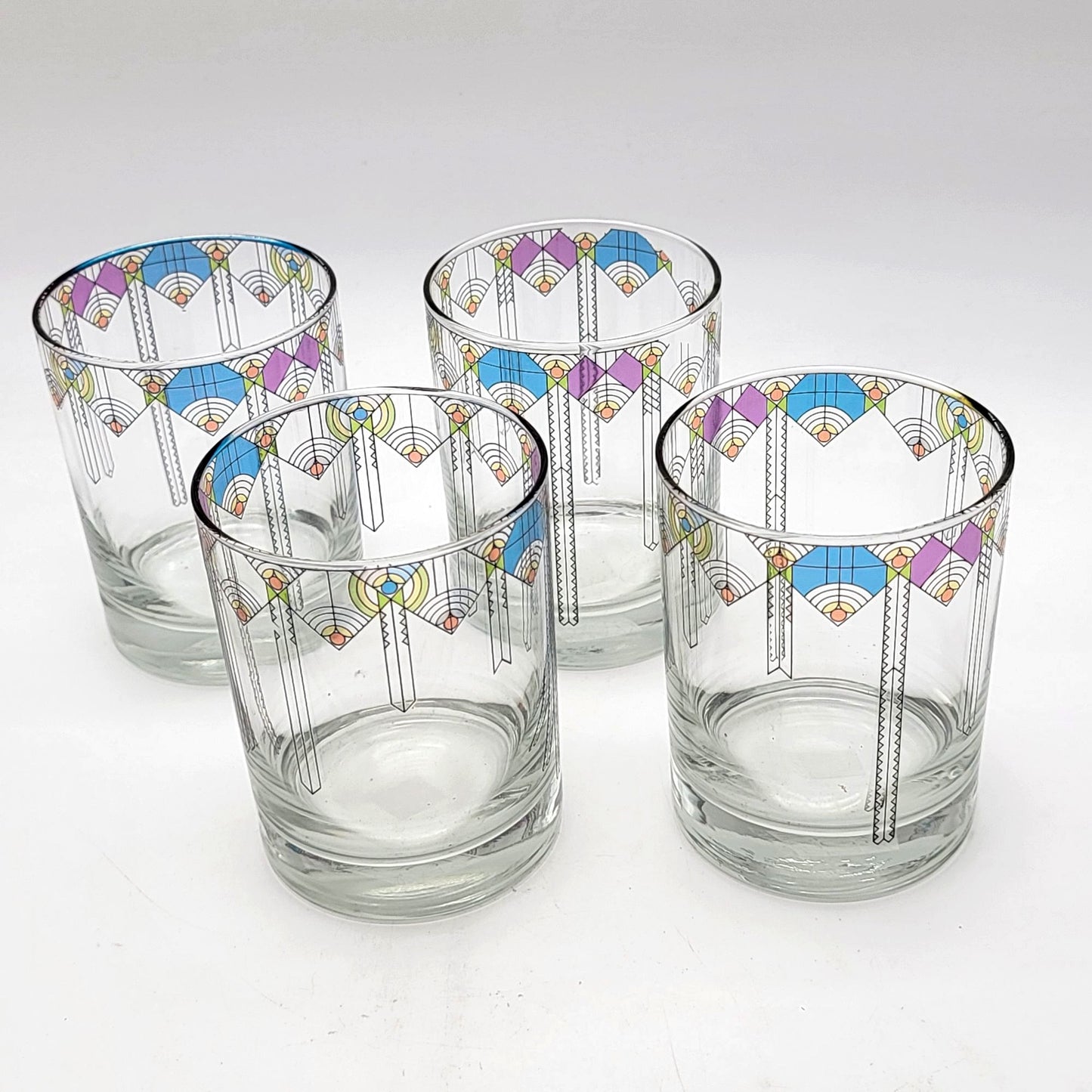 Culver Frank Lloyd Wright April Showers Double Old-Fashion Glass Set Of 4