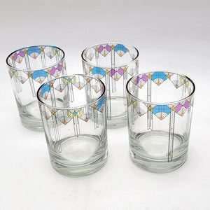 Culver Frank Lloyd Wright April Showers Double Old-Fashion Glass Set Of 4