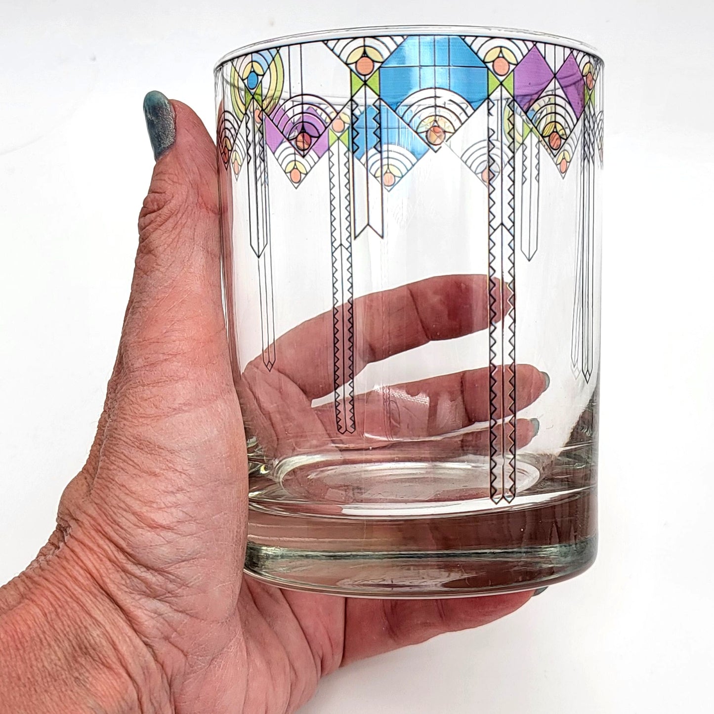 Culver Frank Lloyd Wright April Showers Double Old-Fashion Glass Set Of 4