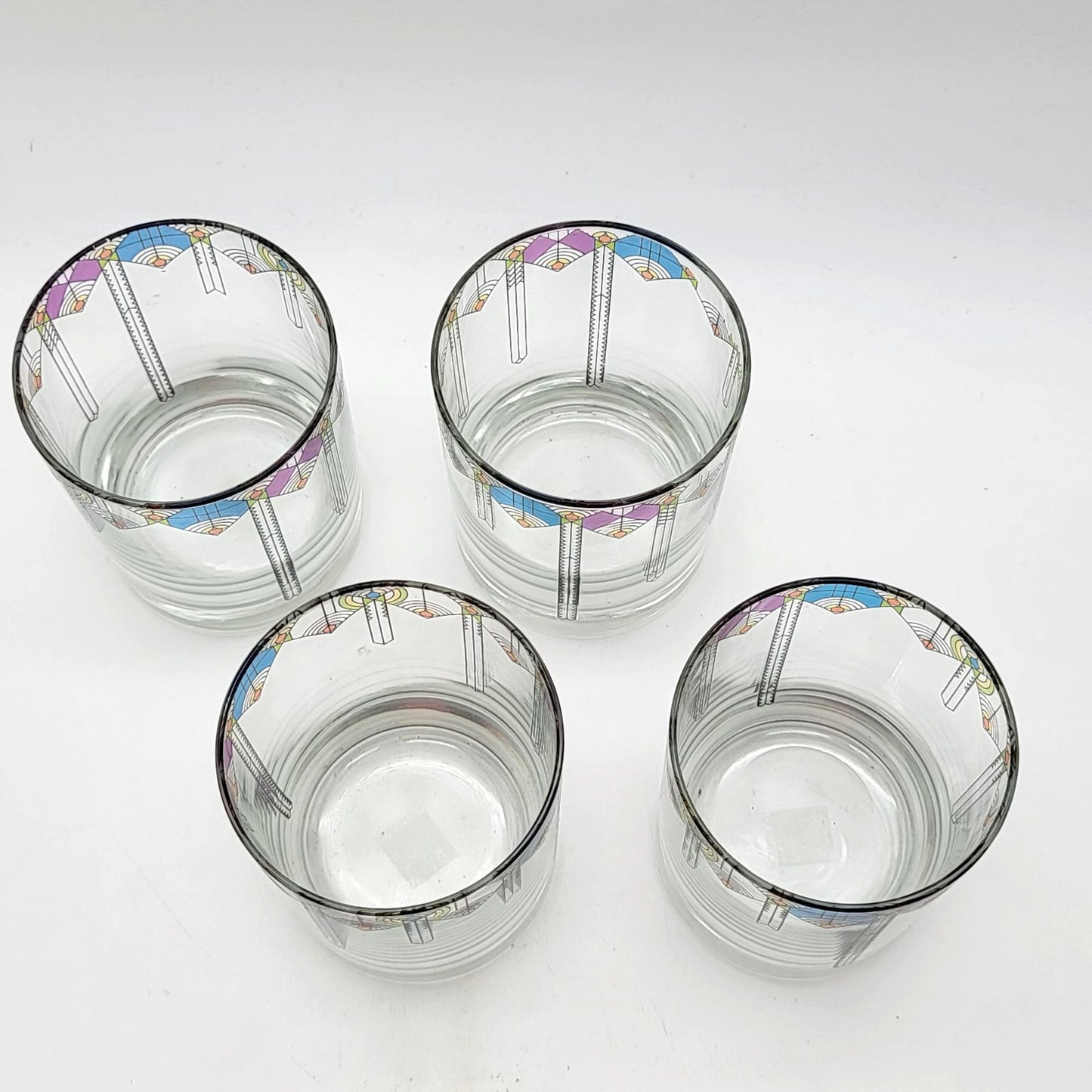 Culver Frank Lloyd Wright April Showers Double Old-Fashion Glass Set Of 4
