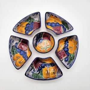 Vintage Talavera Pottery 6-Piece Appetizer Bowl Set Fruit Motif