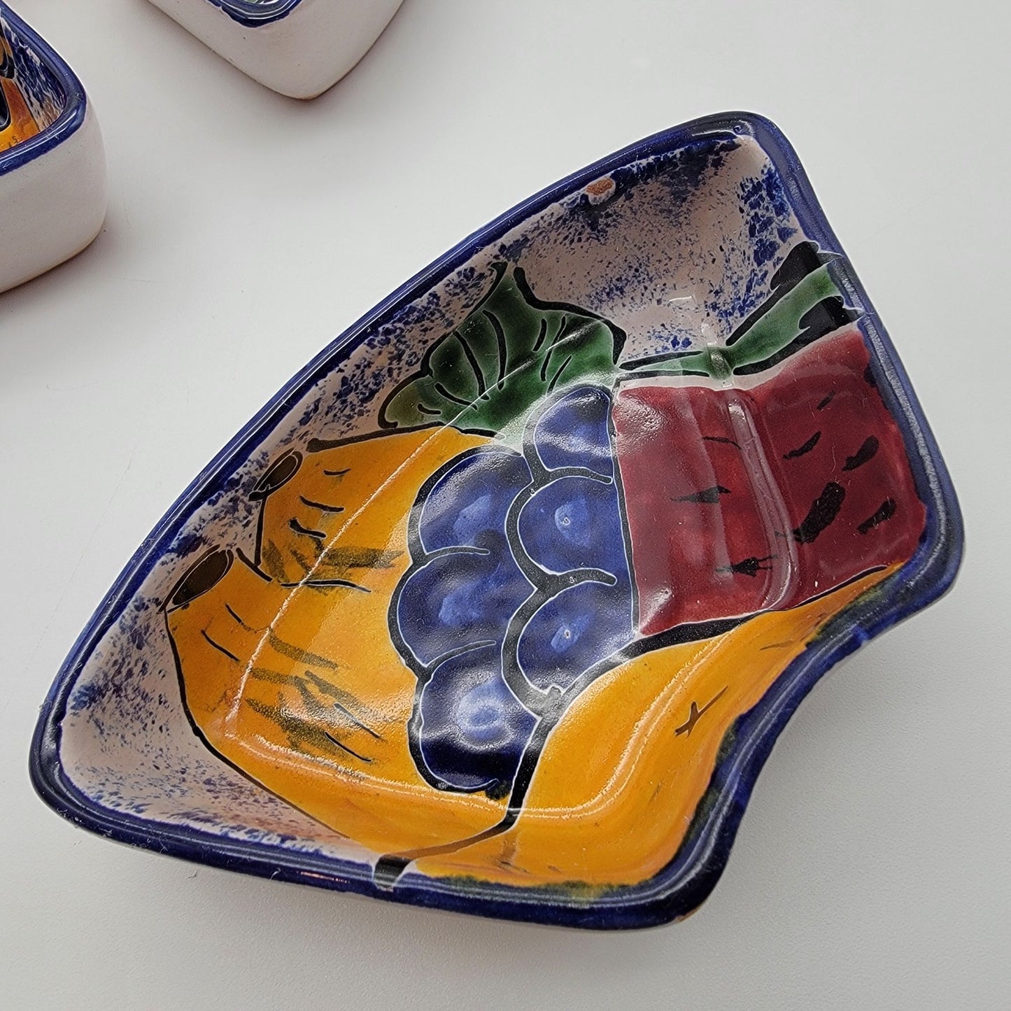 Vintage Talavera Pottery 6-Piece Appetizer Bowl Set Fruit Motif