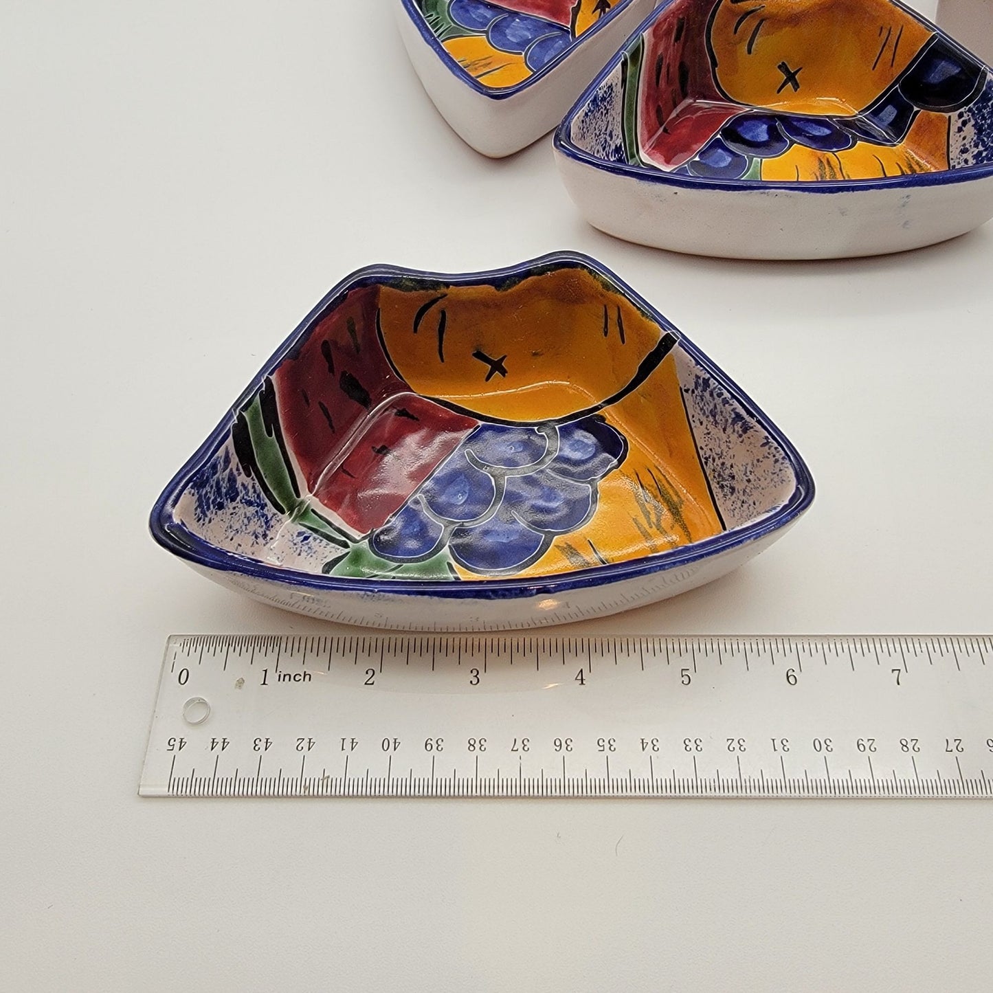 Vintage Talavera Pottery 6-Piece Appetizer Bowl Set Fruit Motif
