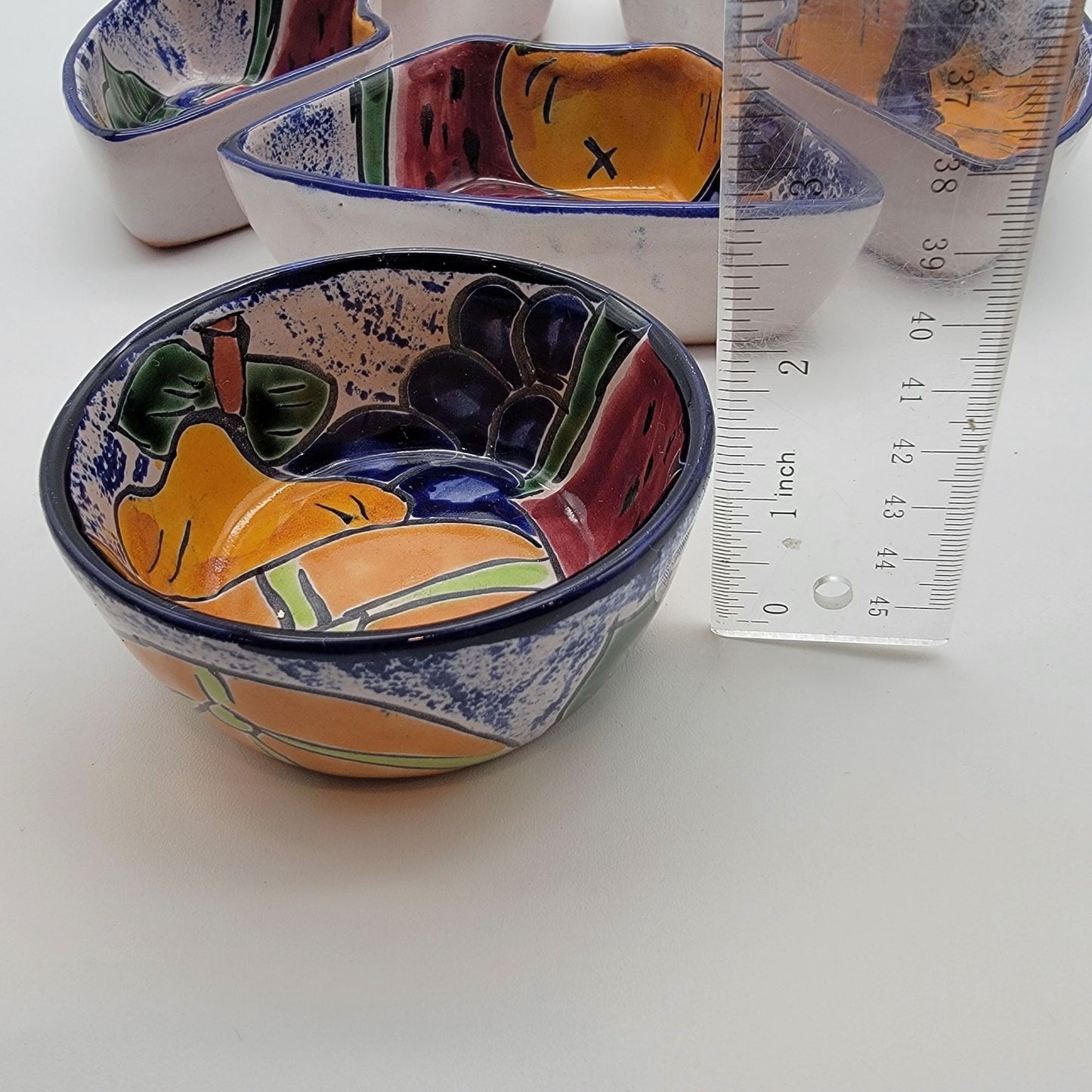 Vintage Talavera Pottery 6-Piece Appetizer Bowl Set Fruit Motif