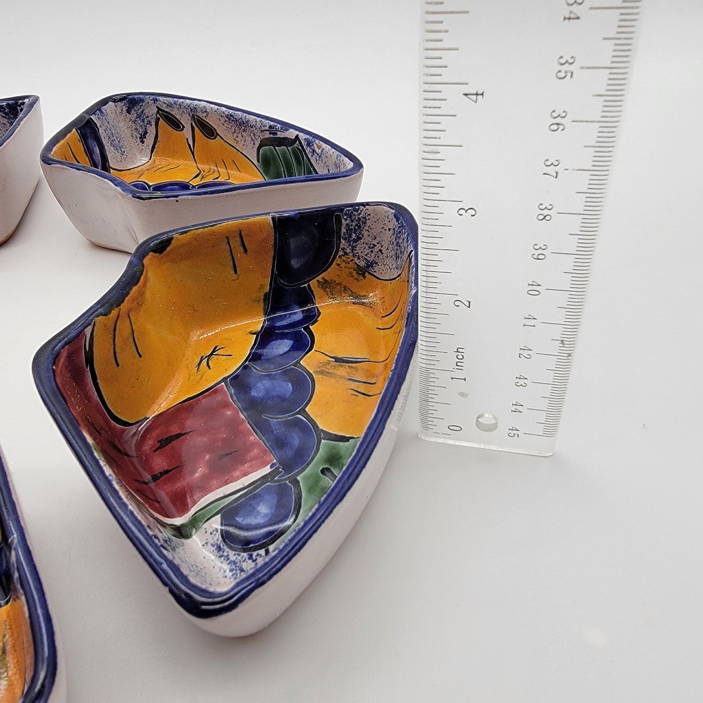 Vintage Talavera Pottery 6-Piece Appetizer Bowl Set Fruit Motif