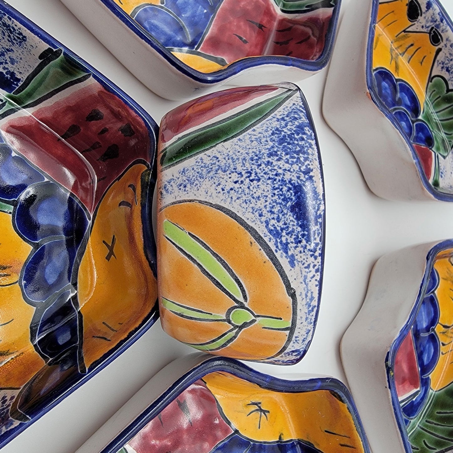 Vintage Talavera Pottery 6-Piece Appetizer Bowl Set Fruit Motif