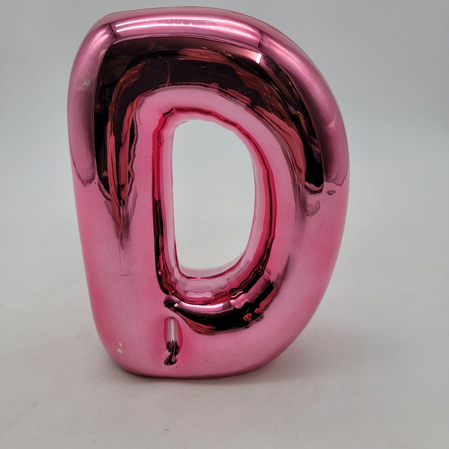 Metallic Pink Balloon Letter D Decorative Art