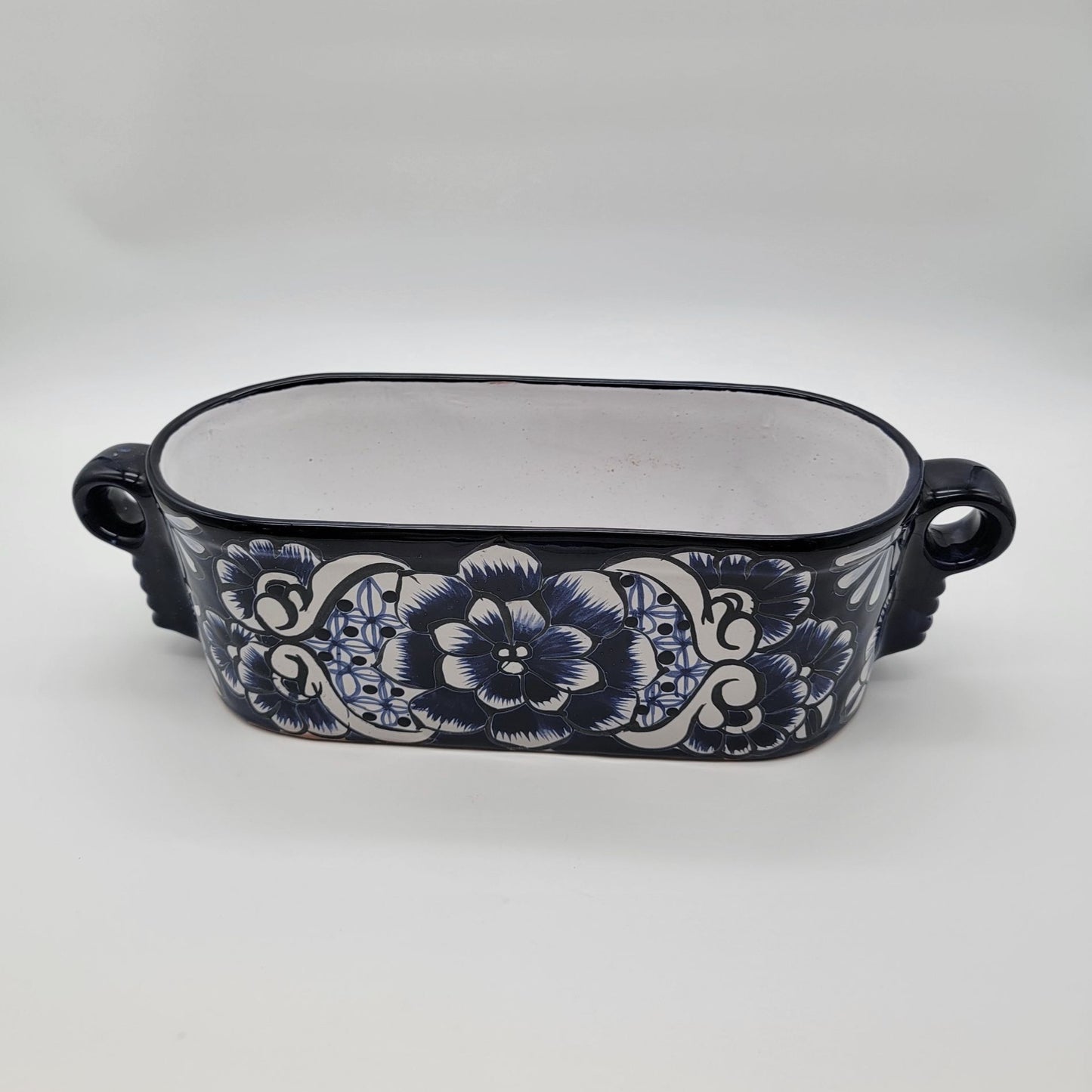 Talavera Mexican Pottery Window Planter Box Cobalt Blue