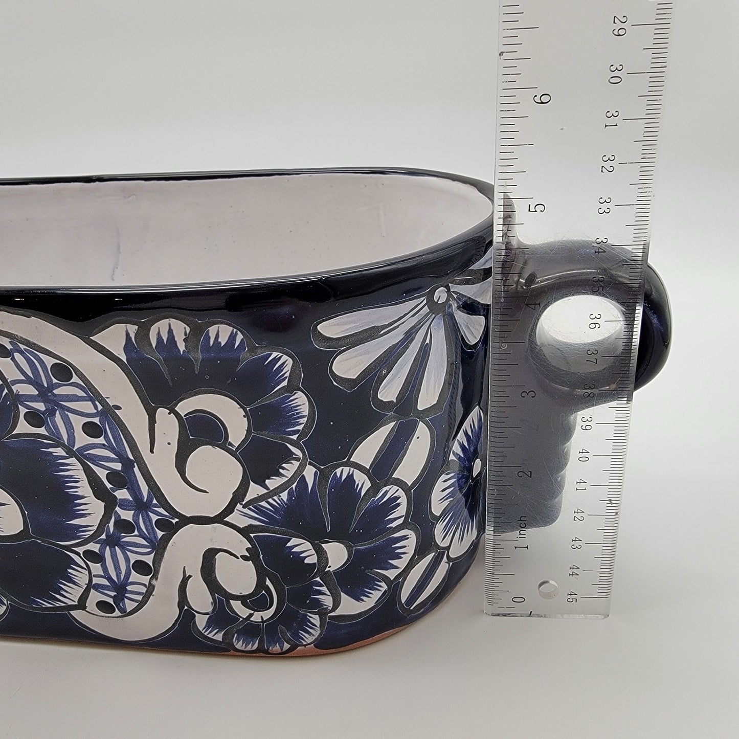 Talavera Mexican Pottery Window Planter Box Cobalt Blue