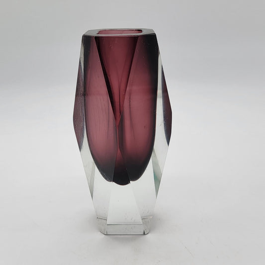 Mid-Century Purple Murano Faceted Sommerso Glass Vase by Luigi Mandruzzato, 1960