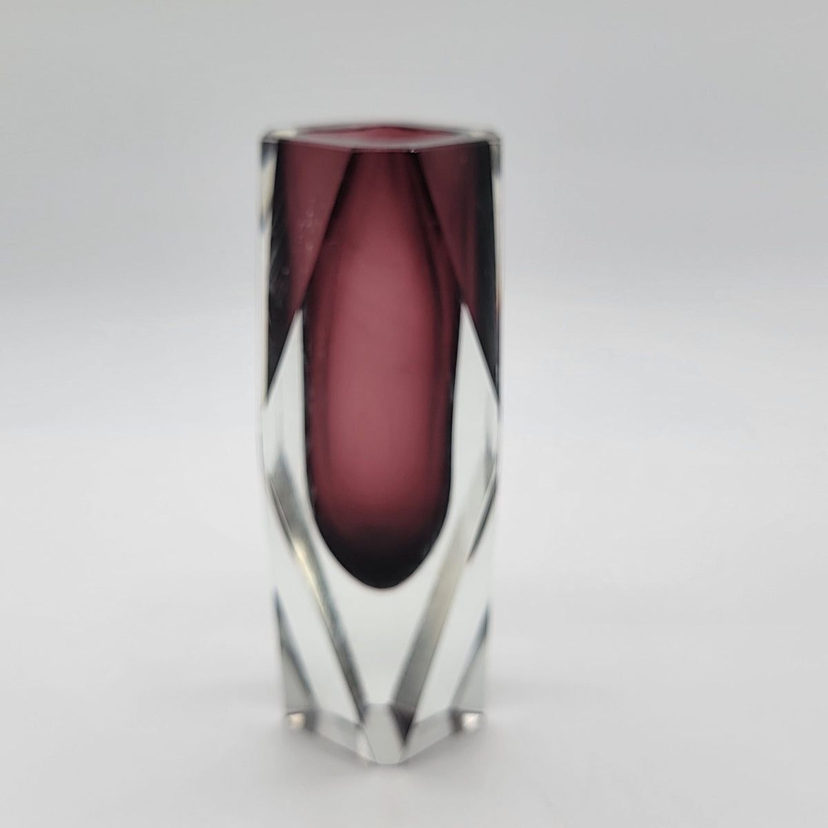 Mid-Century Purple Murano Faceted Sommerso Glass Vase by Luigi Mandruzzato, 1960