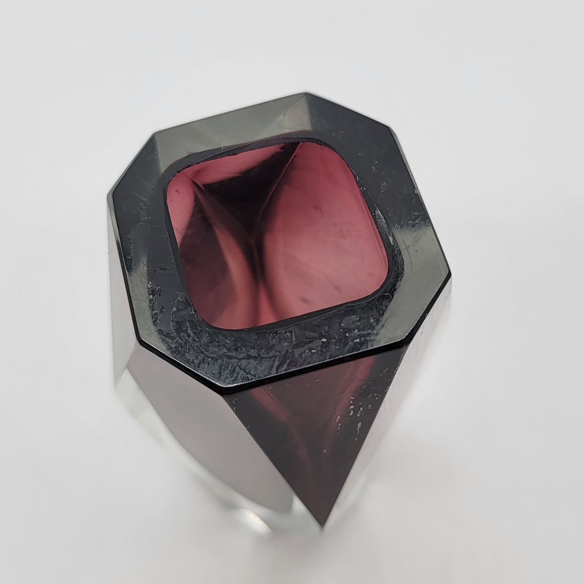 Mid-Century Purple Murano Faceted Sommerso Glass Vase by Luigi Mandruzzato, 1960