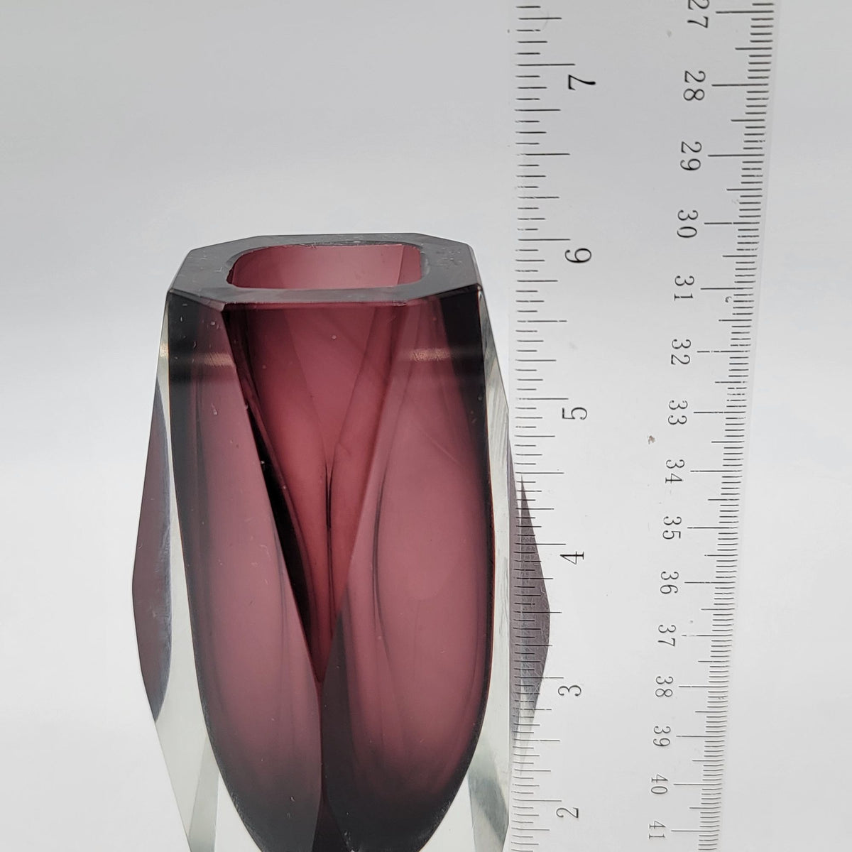 Mid-Century Purple Murano Faceted Sommerso Glass Vase by Luigi Mandruzzato, 1960